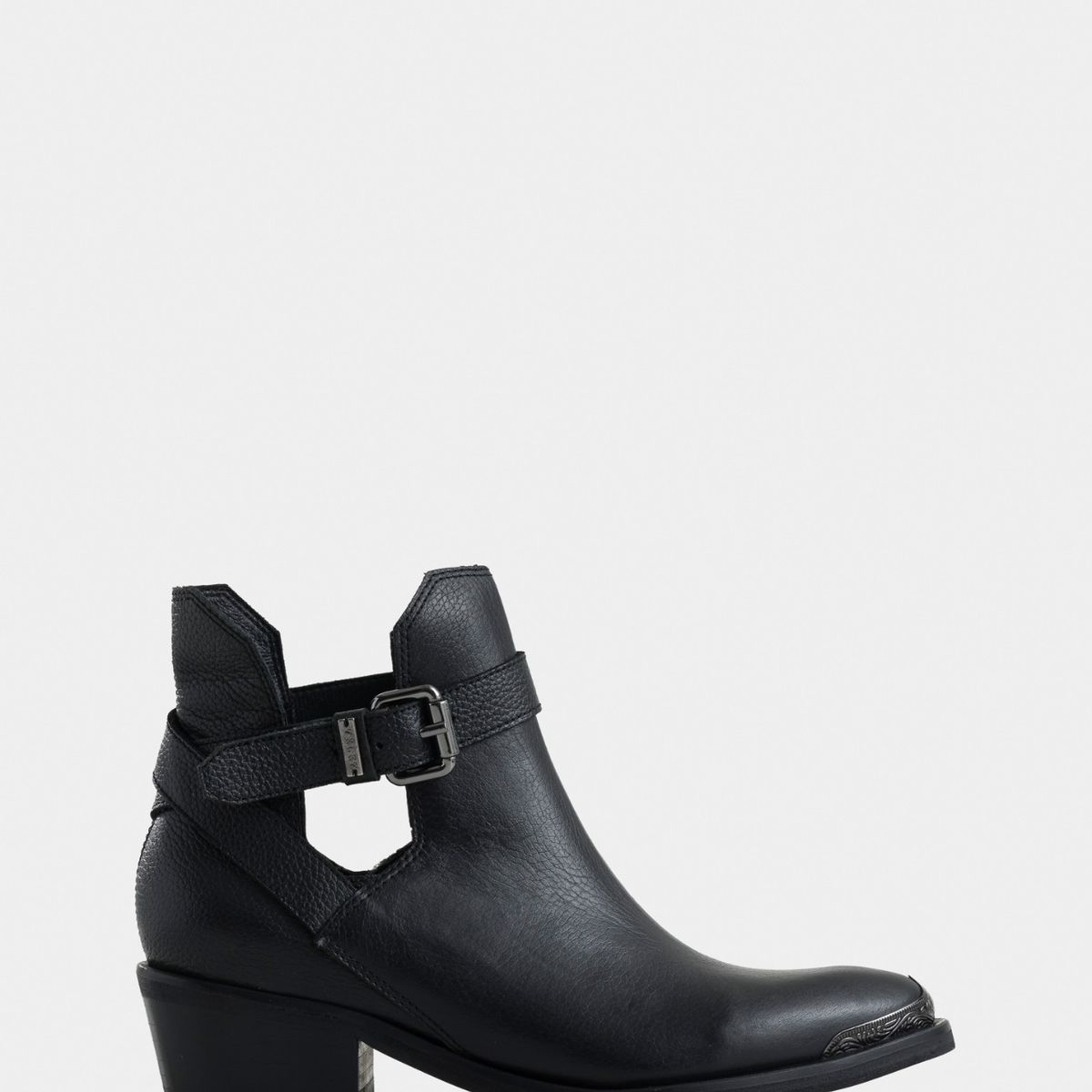 VELEZ - Vélez Botines Tacón Campina 2.0 Cuero Mujer Silueta Cut Out Negro