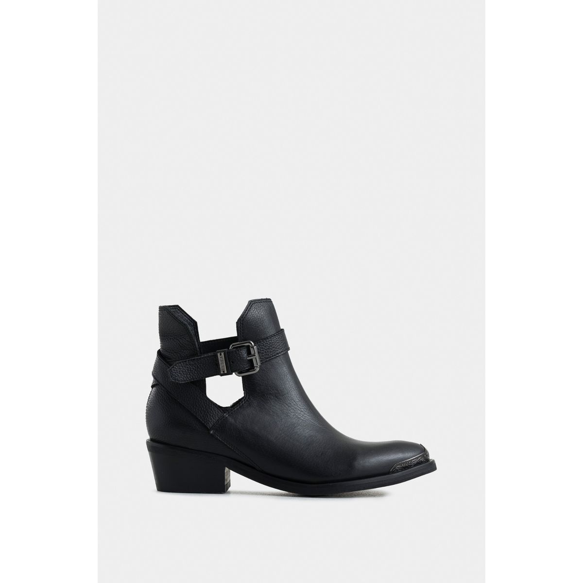 VELEZ - Vélez Botines Tacón Campina 2.0 Cuero Mujer Silueta Cut Out Negro