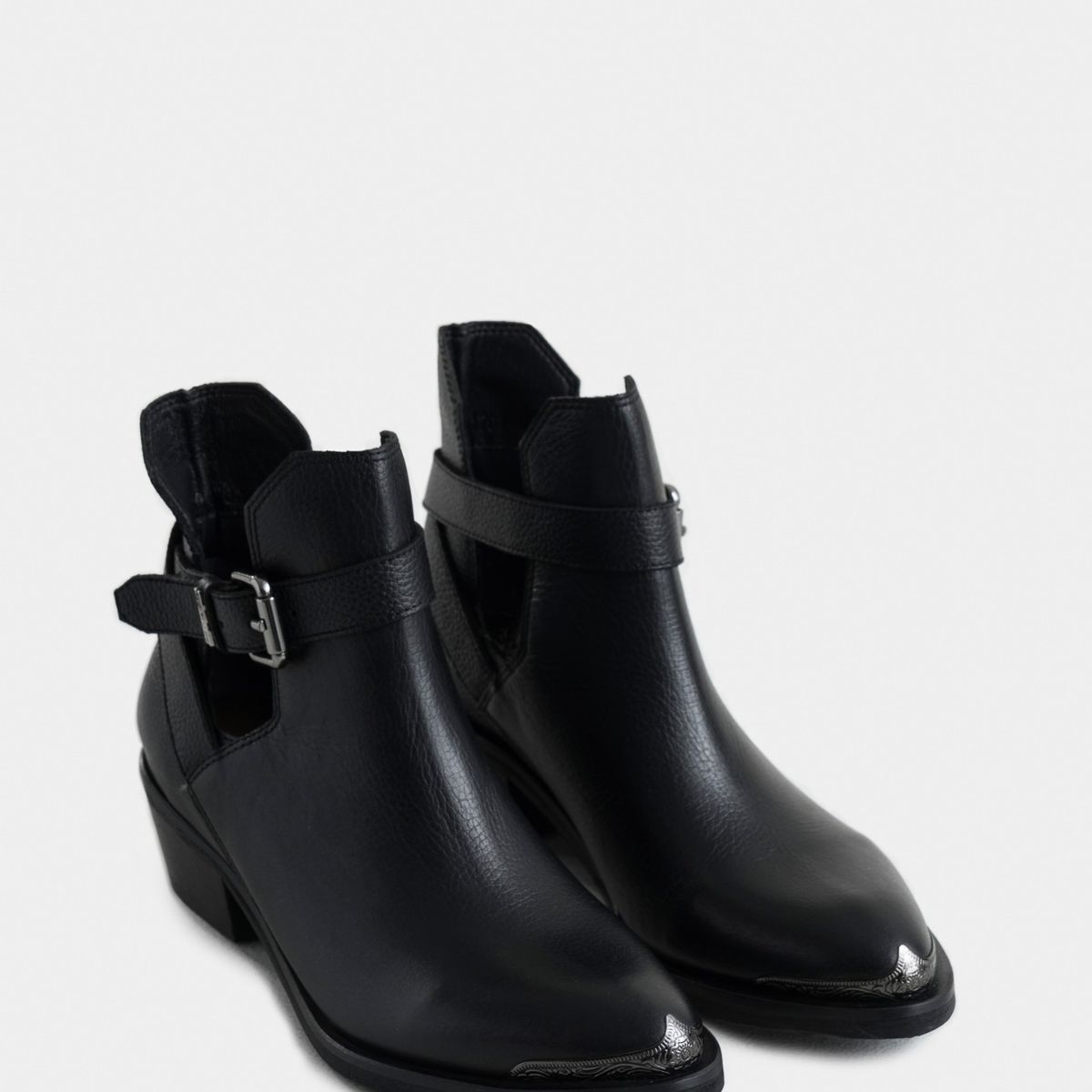 VELEZ - Vélez Botines Tacón Campina 2.0 Cuero Mujer Silueta Cut Out Negro