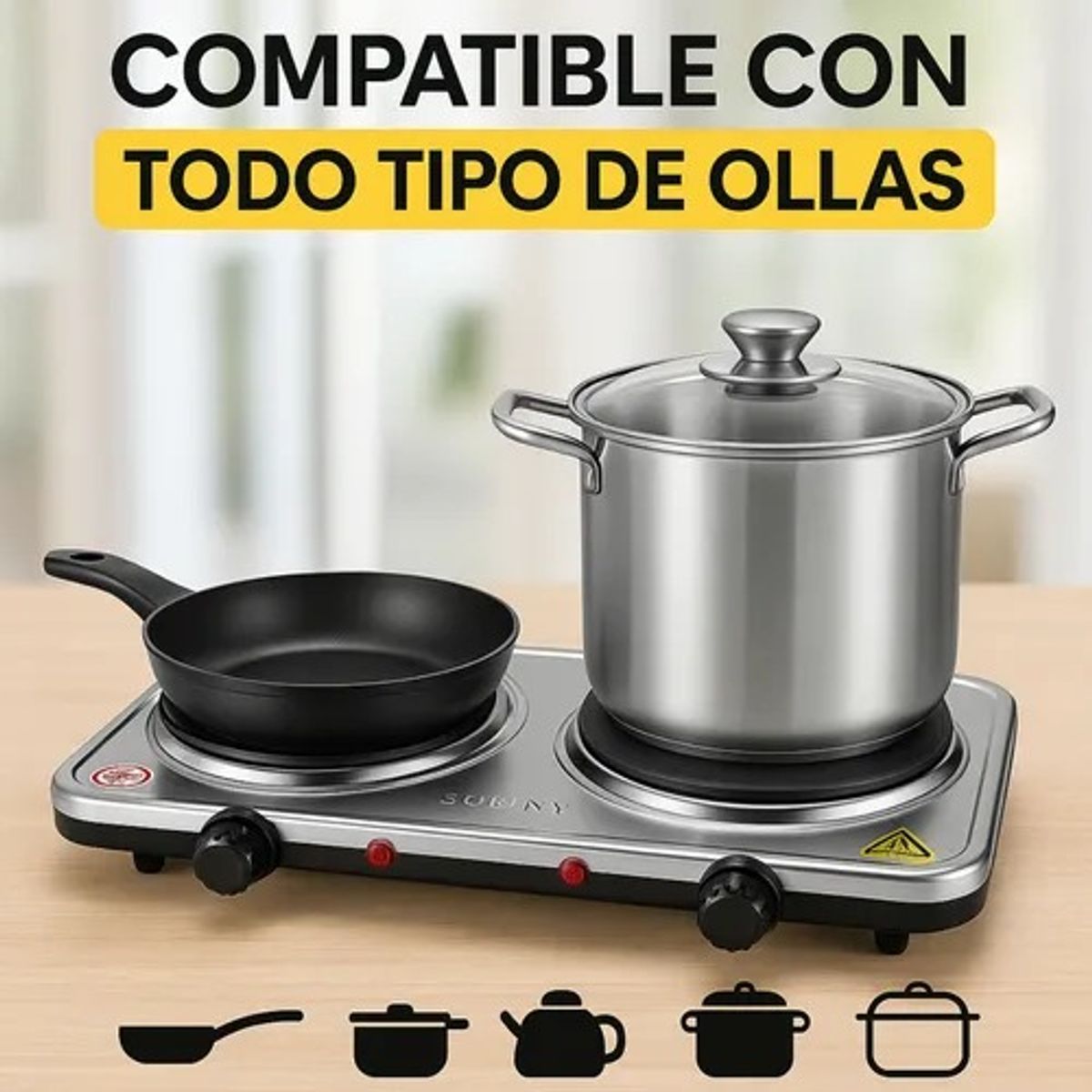 SOKANY - Estufa Eléctrica Sokany Dos Puestos y Perillas