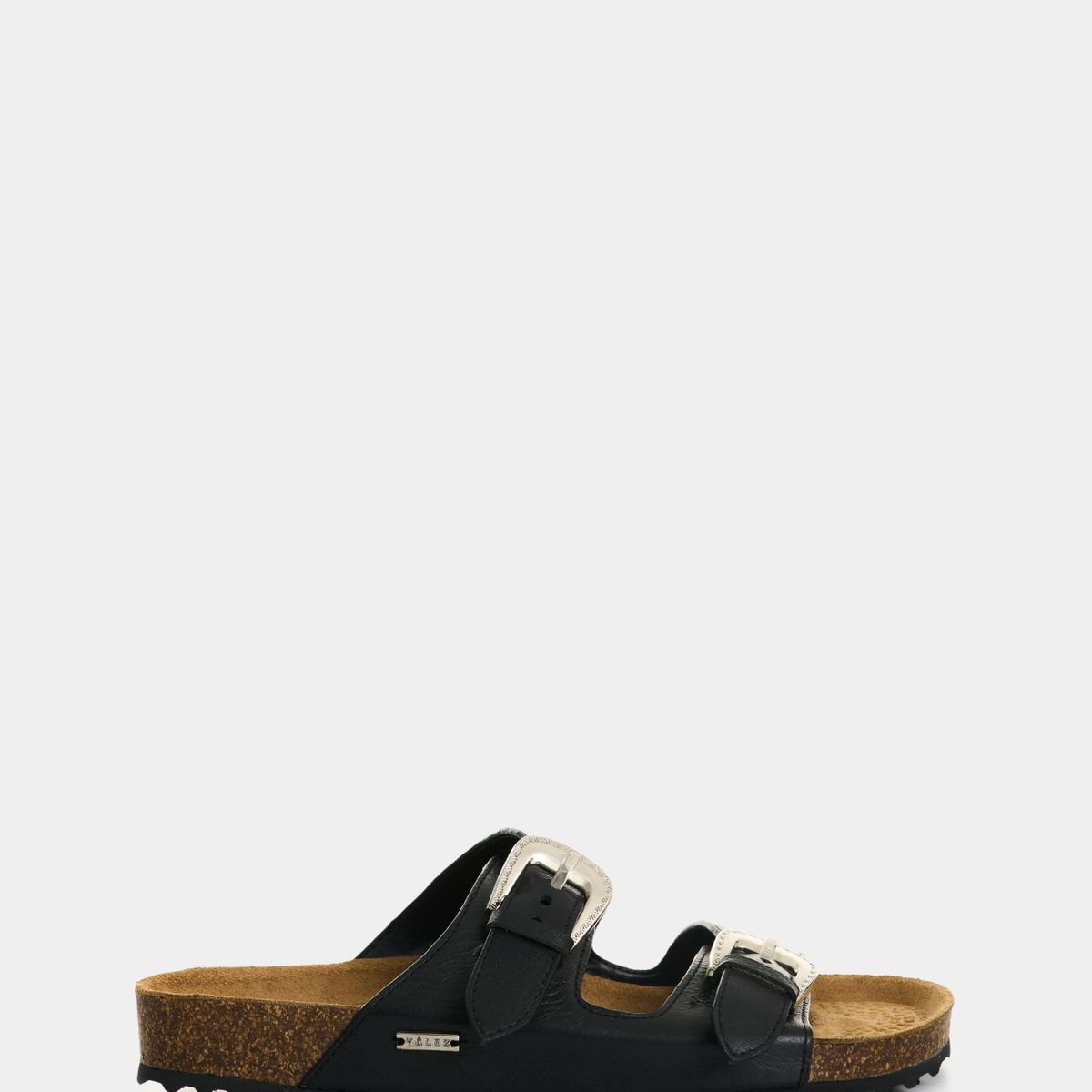 VELEZ - Vélez Sandalia Plana Pilos De Cuero Para Mujer Suela Corcho Negro