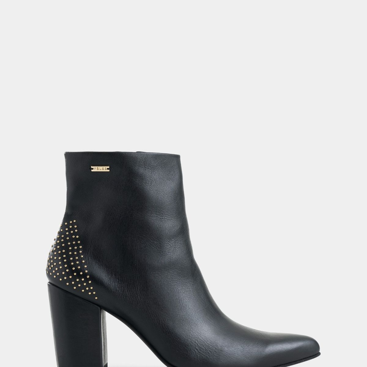 VELEZ - Vélez Botines Office Kira De Cuero Para Mujer Mini Taches Negro