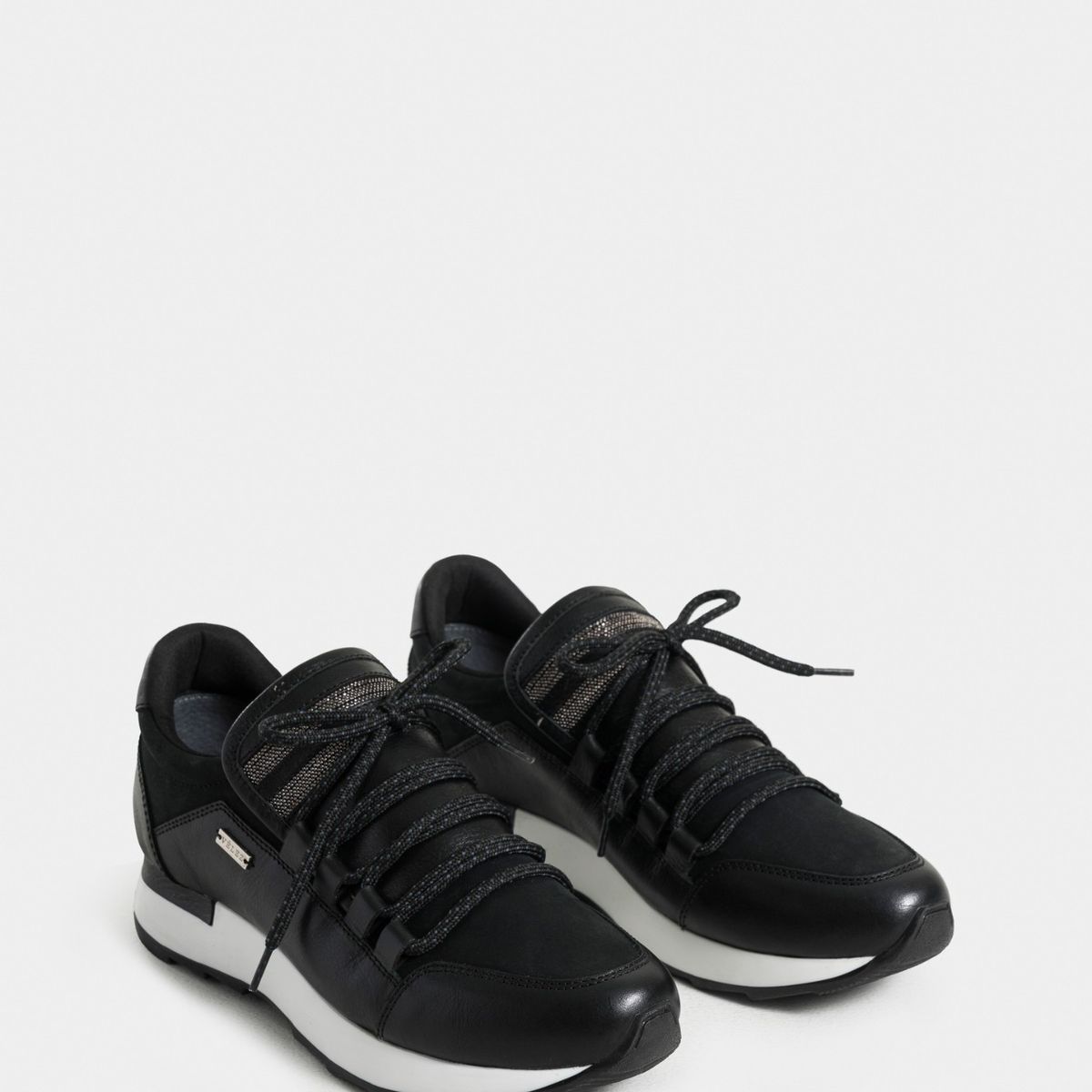 VELEZ - Vélez Zapatos Cordón Napoles 2.0 Cuero Mujer Punteras Contraste Negro