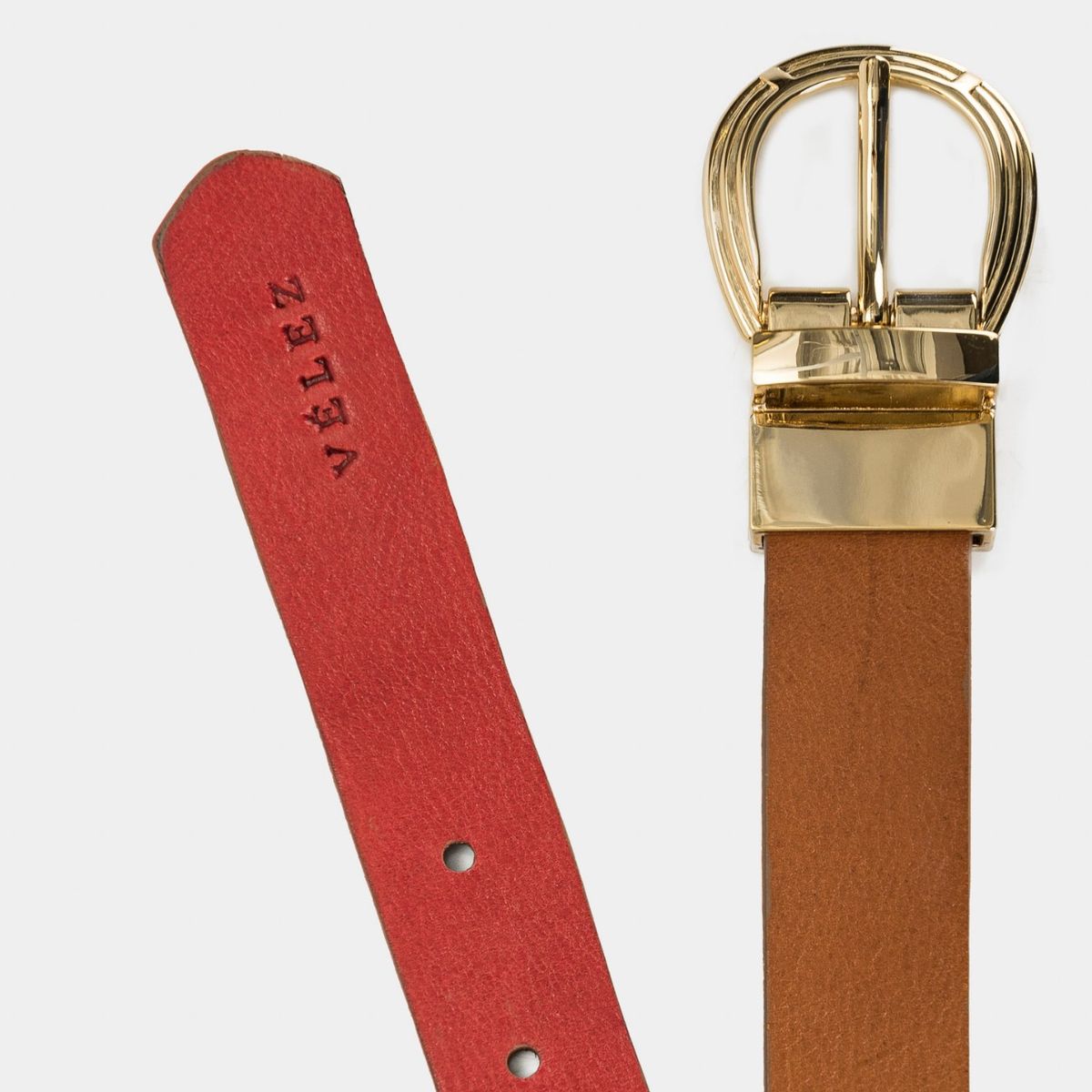 VELEZ - Vélez Cinturón Doble Faz Jaspe Cuero Para Mujer Básico Atemporal Miel