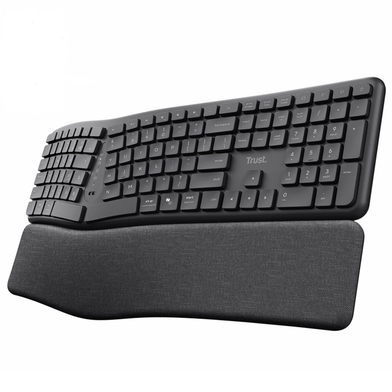 TECLADO TRUST KEYRA INALAMBRICO ERGONOMICO NEGRO