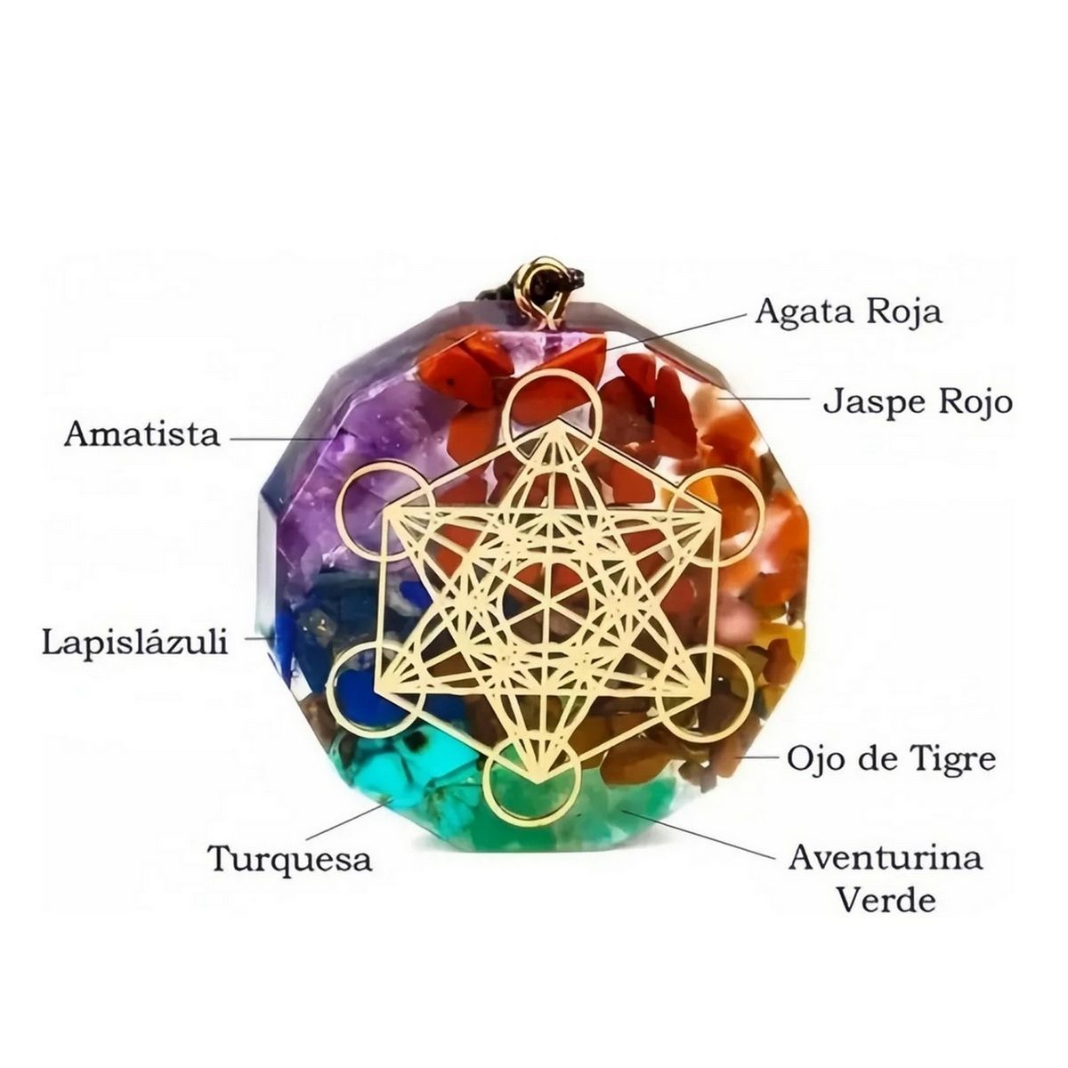 DAYOSHOP - Collar Orgonita 7 Chakras Cuarzo Metatrón Alfa + Estuche