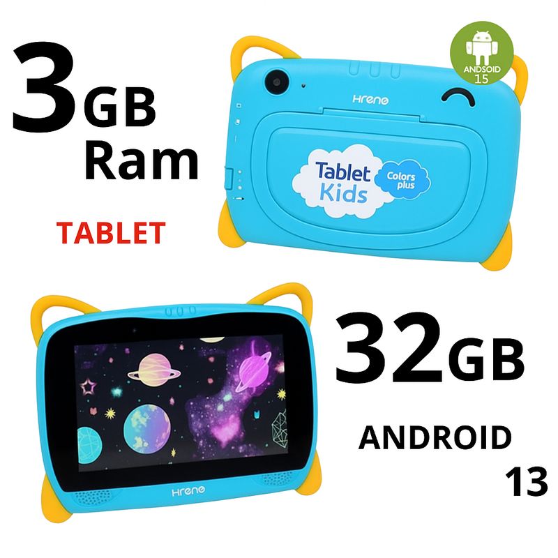 KRONO - Tablet Niños 3GB RAM Android 13 Wifi Azul Claro