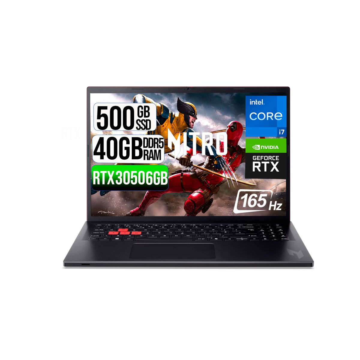 ACER - PORTATIL ACER NITRO LITE  INTEL I7-13620H RTX 3050 6GB SSD 512GB RAM 40GB 16" FHD 165Hz