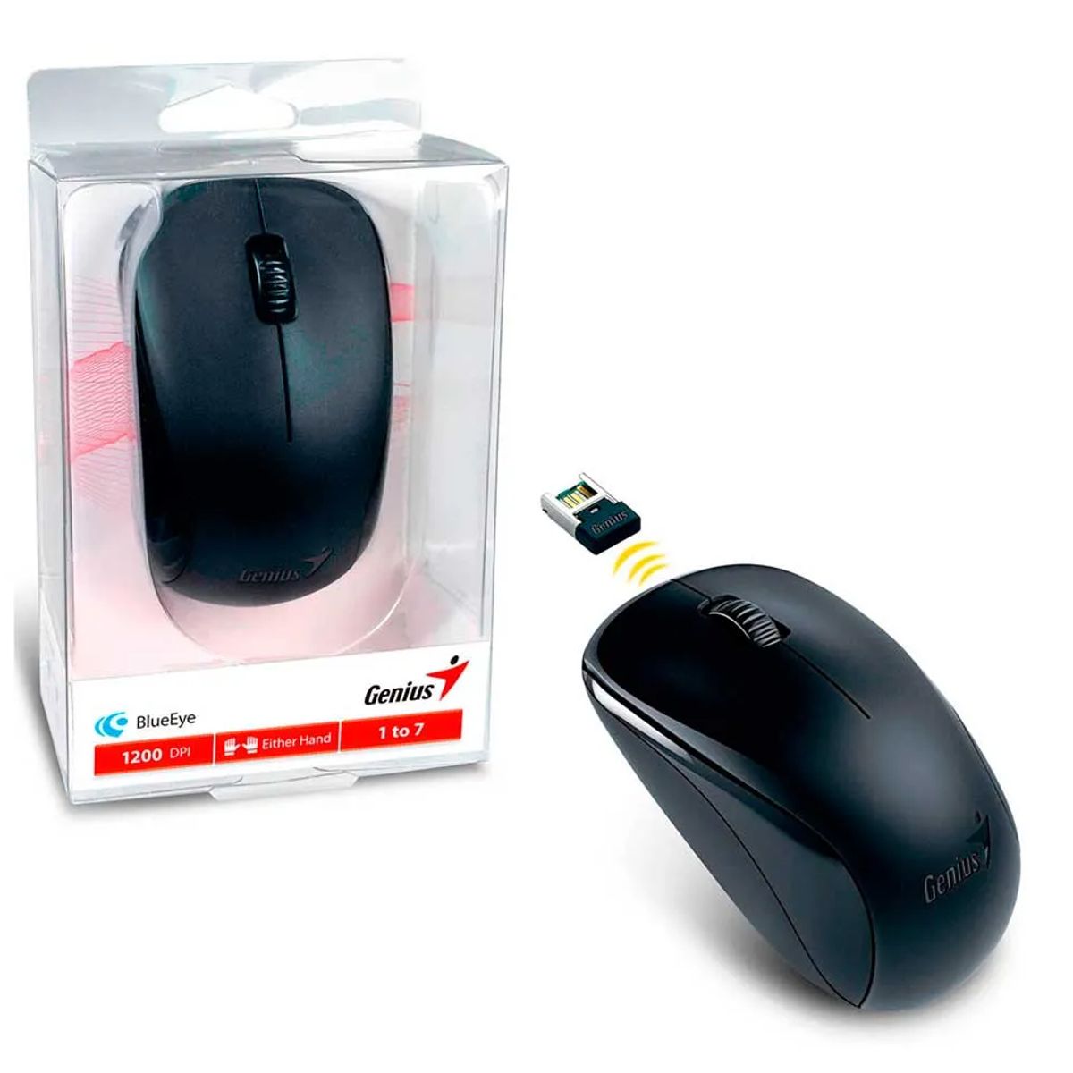 GENIUS - Mouse Inalámbrico Genius Nx-7000 Negro 1200 Dpi