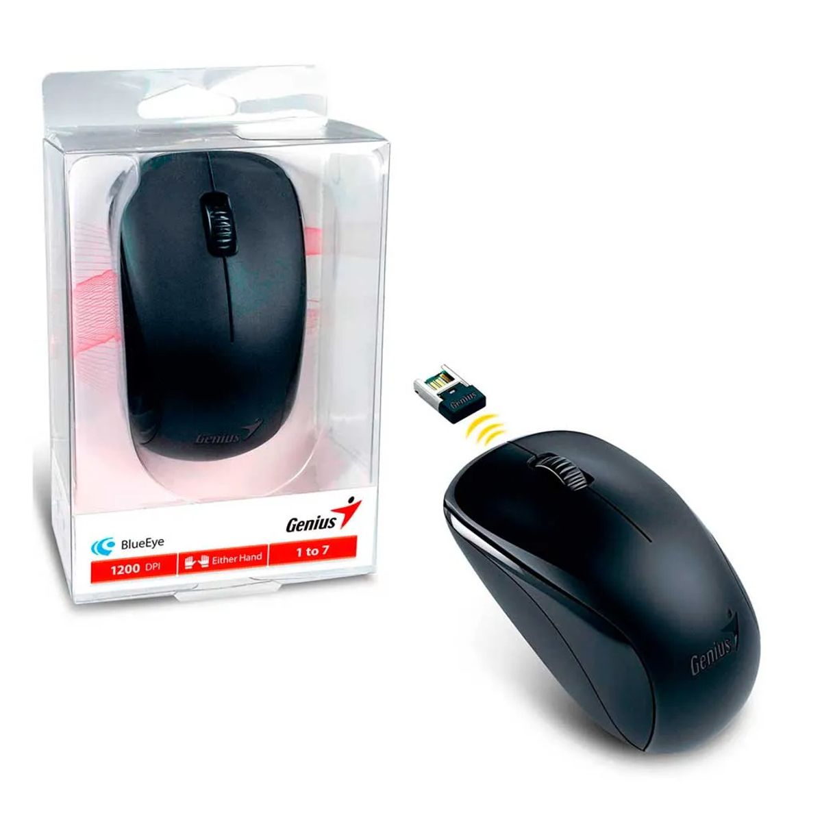 GENIUS - Mouse Inalámbrico Genius Nx-7000 Negro 1200 Dpi