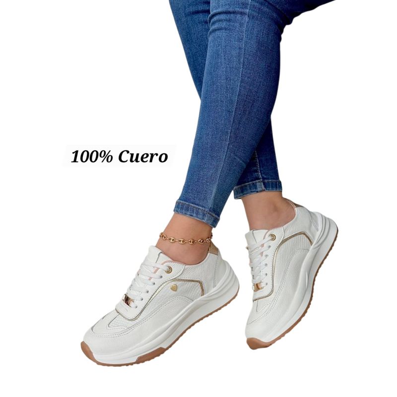 EVEGONZ - Tenis Deportivo de Cuero Zapato Urban Moda de Mujer