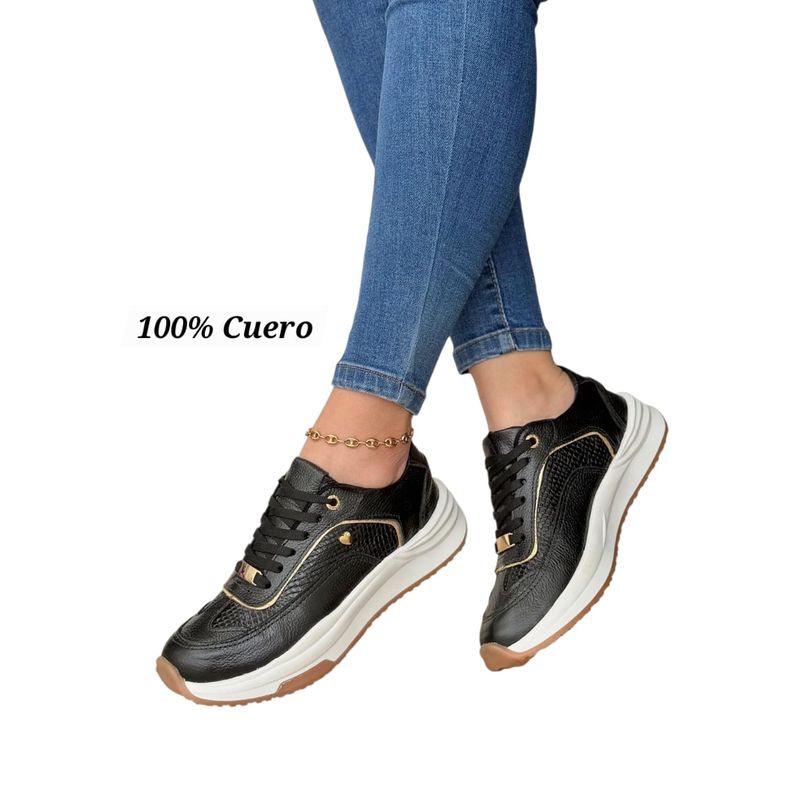 EVEGONZ - Tenis Deportivo de Cuero Zapato Urban Moda de Mujer