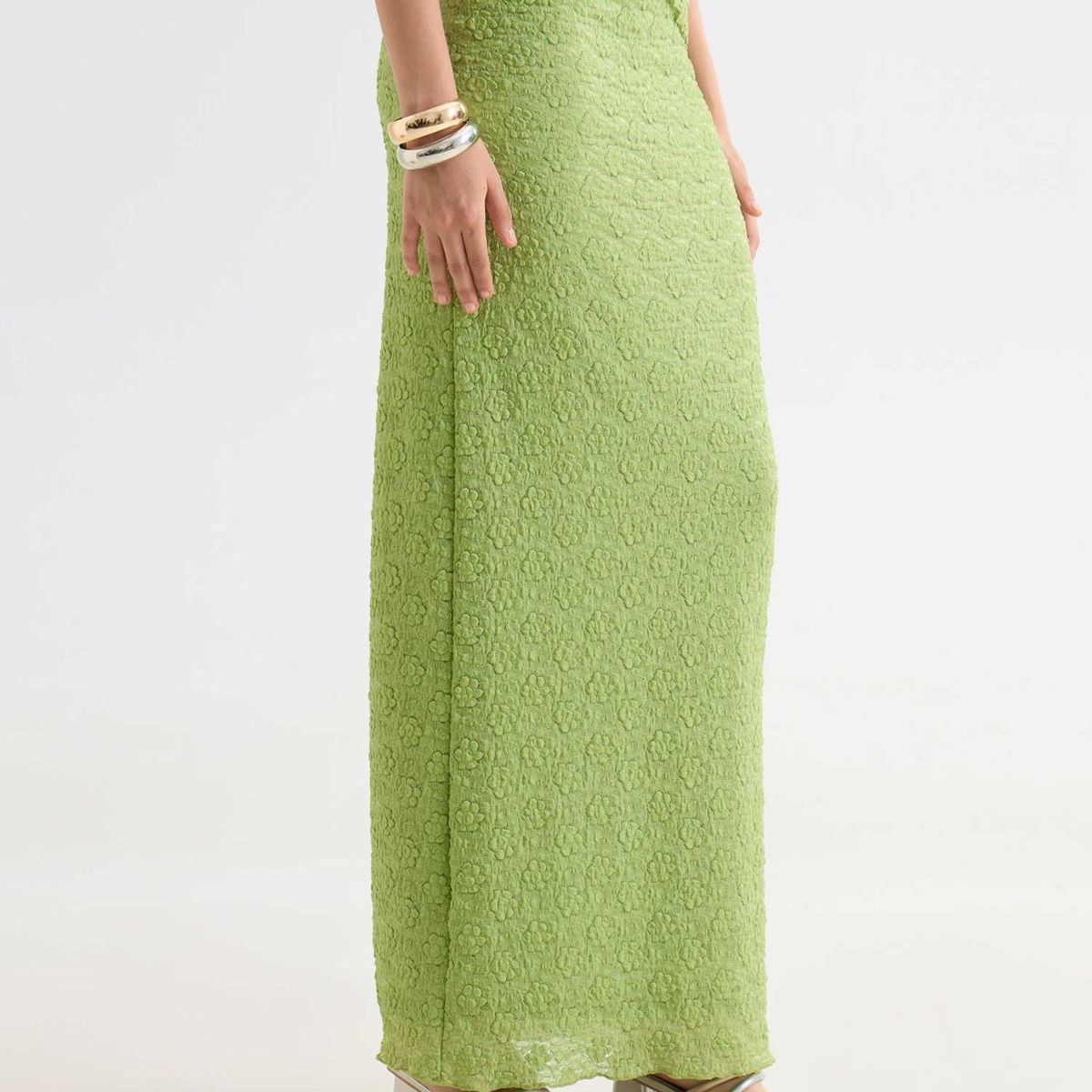 SEVEN SEVEN - Falda Maxi En Encaje Con Vuelo  Para Mujer Verde Seven Seven