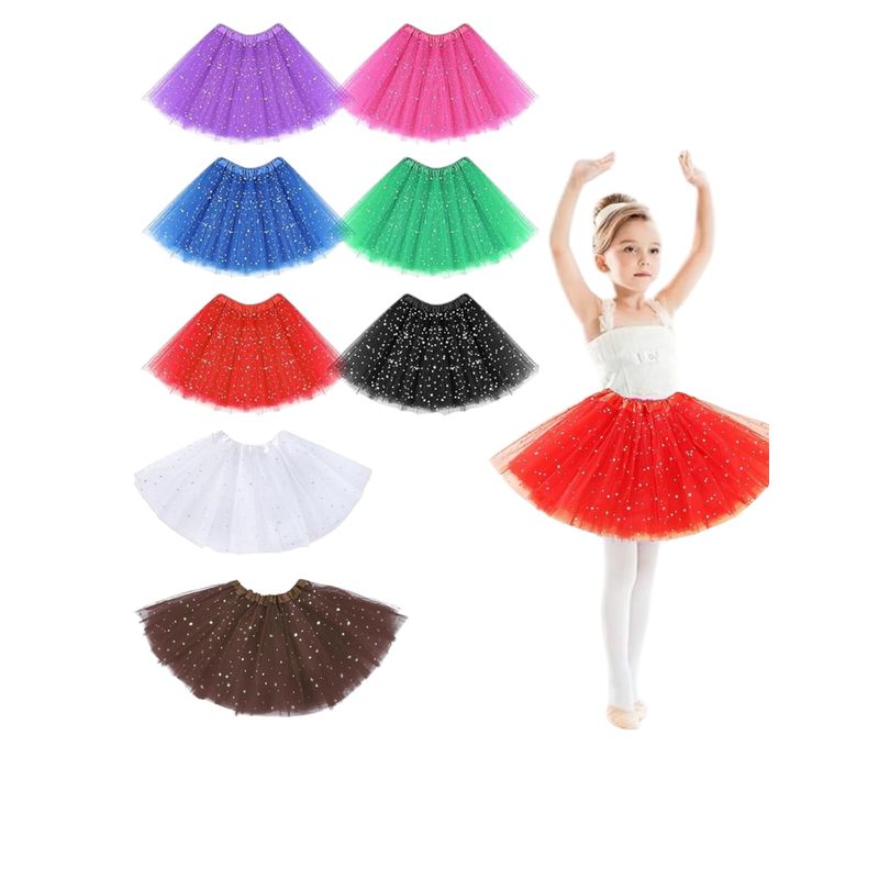 GENERICO - Disfraz Tutu Falda Brillante Para Niña De 30 Cm Blanco