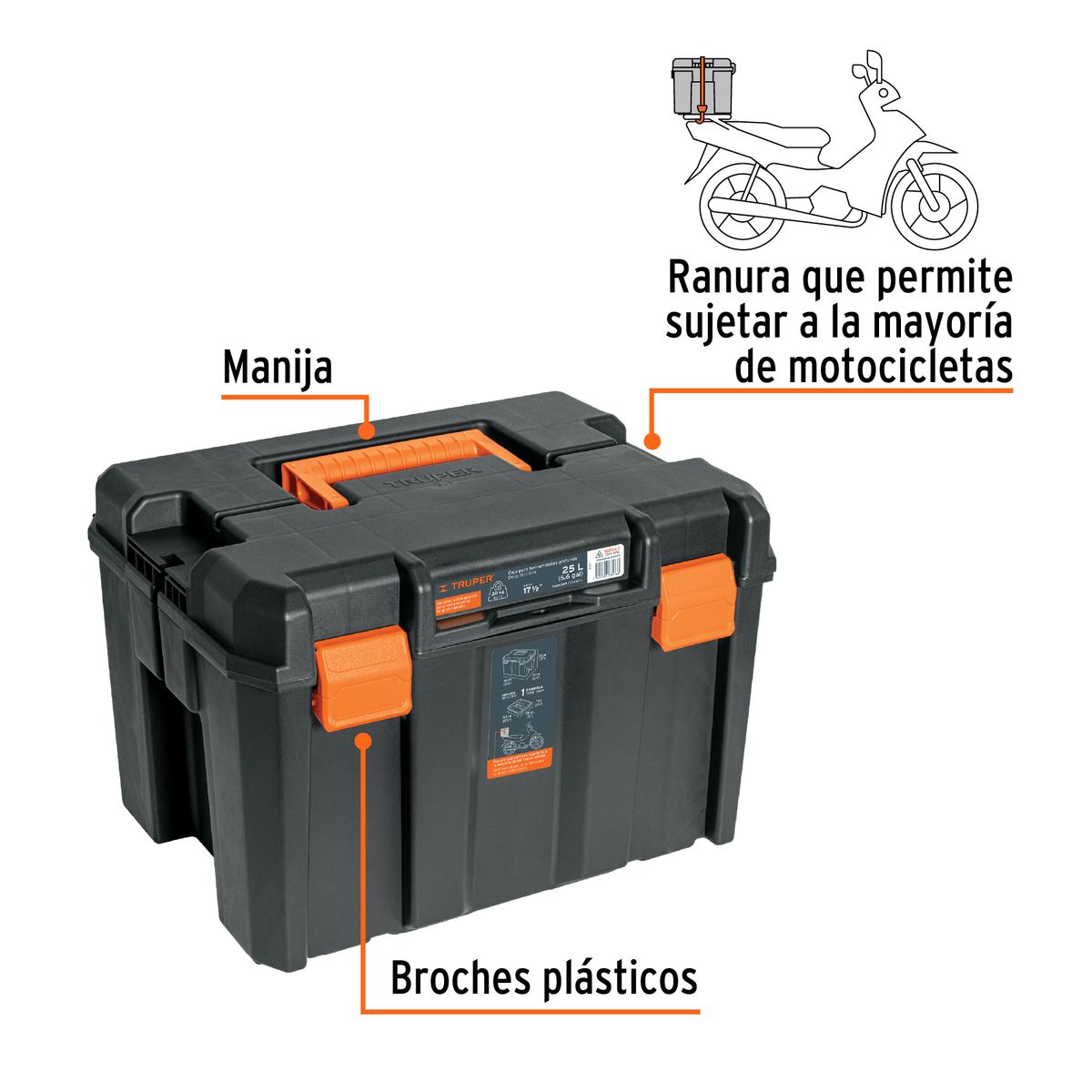 TRUPER - Caja De Herramientas Moto 44x30cm Capacidad 25l Truper