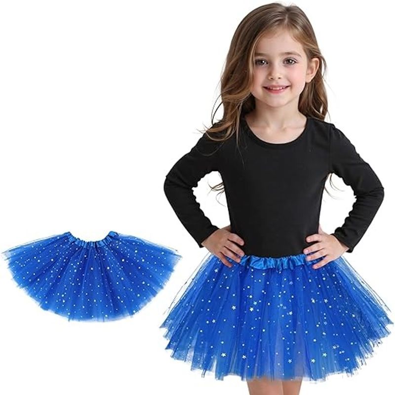 GENERICO - Disfraz Tutu Falda Brillante 30 Cm Para Niña Azul