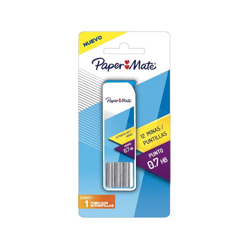 PAPER MATE - Tubo de 12 Minas 07mm Paper Mate