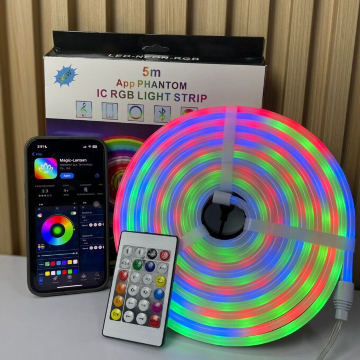 SHUNGA - Tira Led Ic Rgb Phantom 5 Metros Con Control Por App