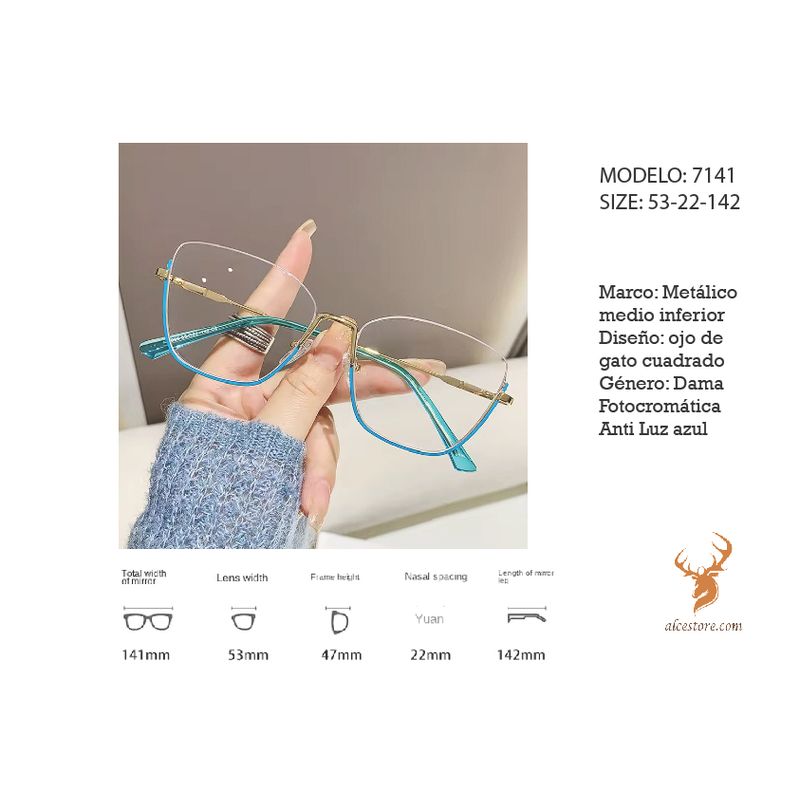 GENERICO - Gafas de descanso Blueblock - oscurecen al sol 7141 Azul