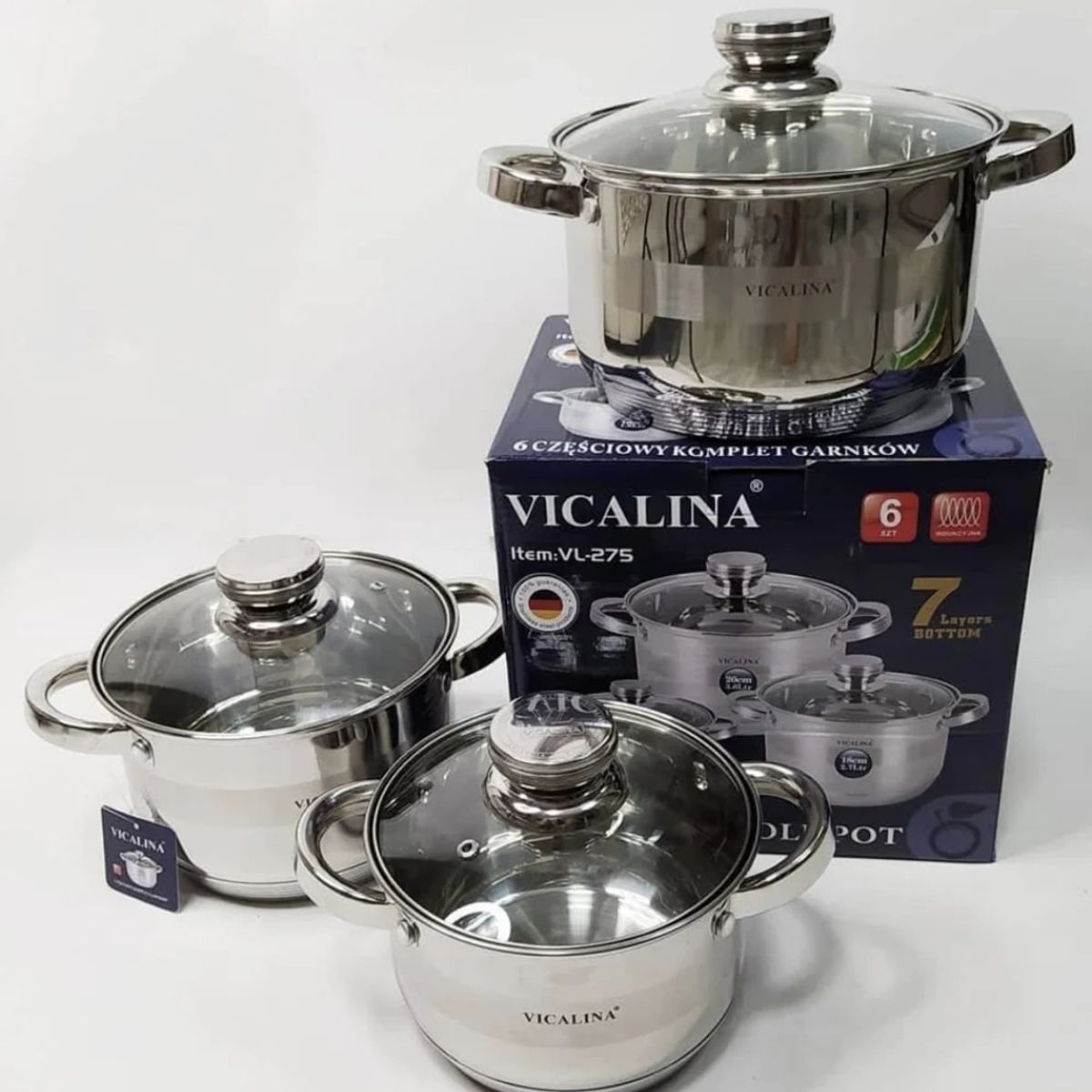 GENERICO - ollas vicalina 6 piezas en acero quirúrgico