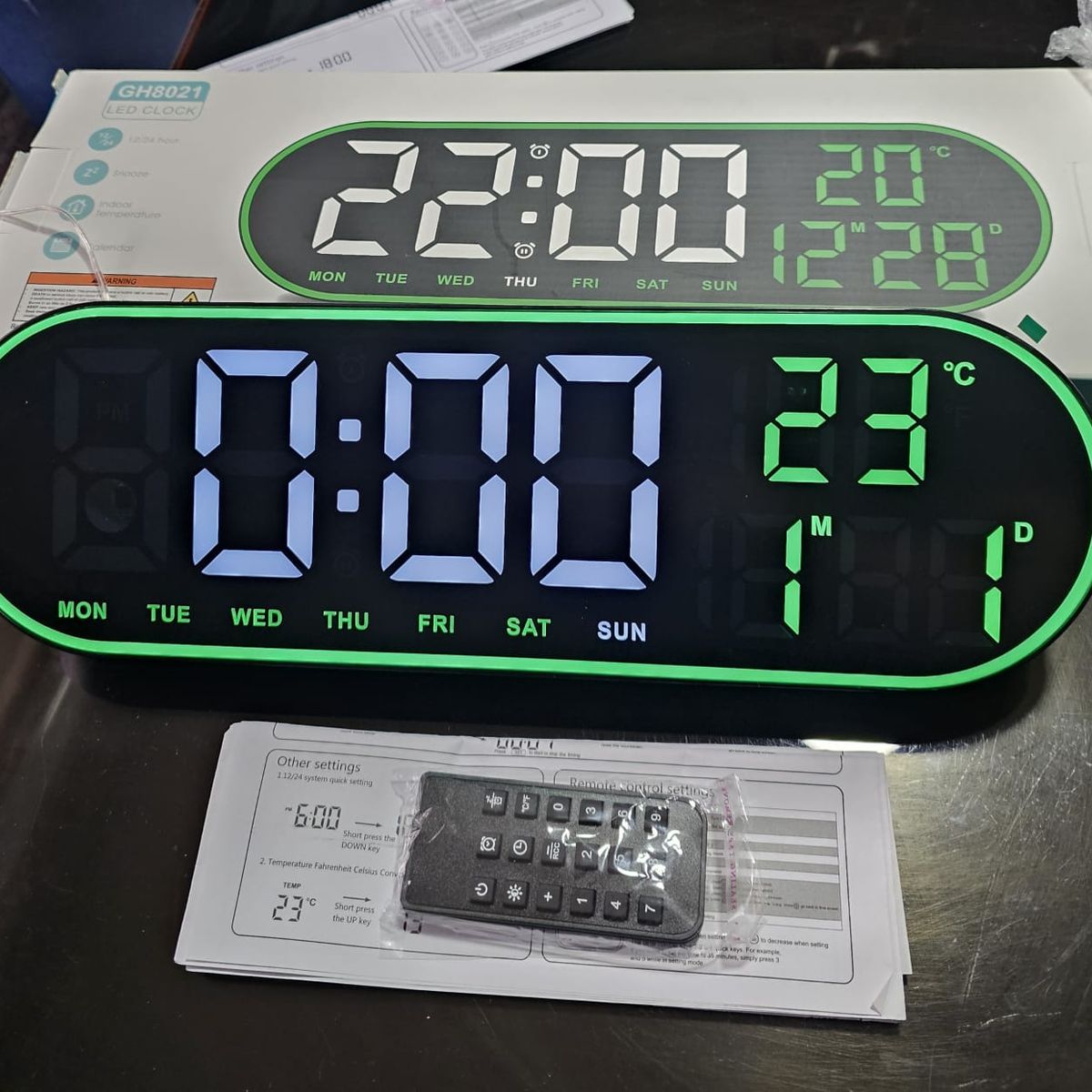 GENERICO - Reloj Inteligente Digital De Pared verde Luz Led Control Remoto