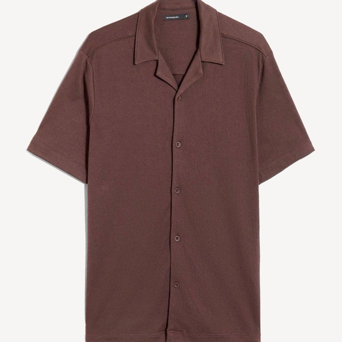 SEVEN SEVEN - Camisa Para Hombre Manga Corta Sin Bolsillo Cuello Resort Color Café Marca Seven Seven #45012194