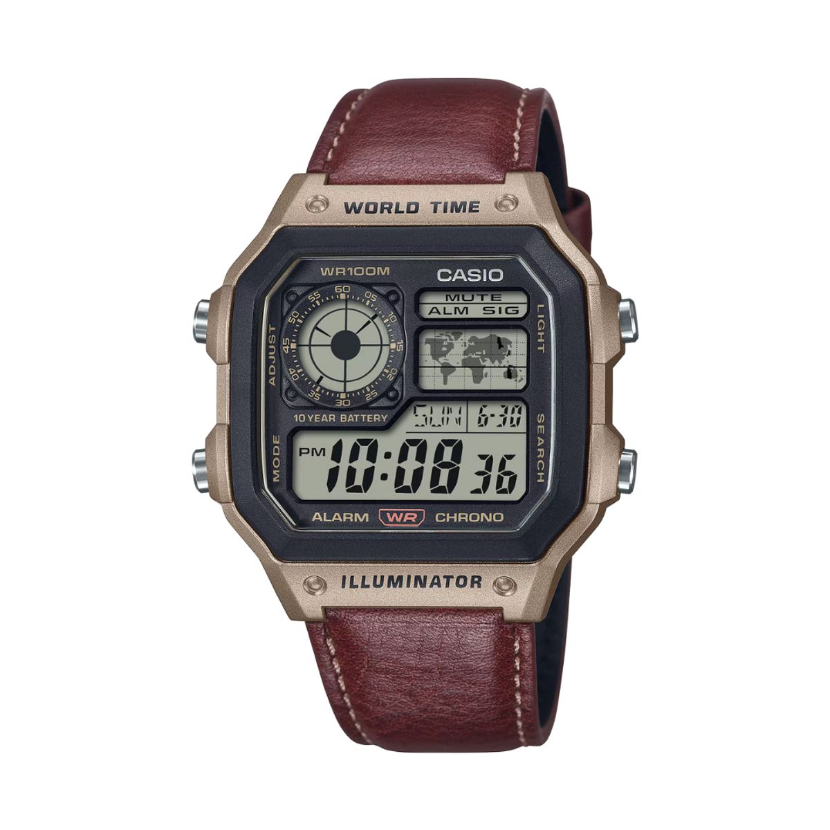 CASIO - Reloj Casio Moderno Digital AE-1200WHL-5A Cafe Para Caballero
