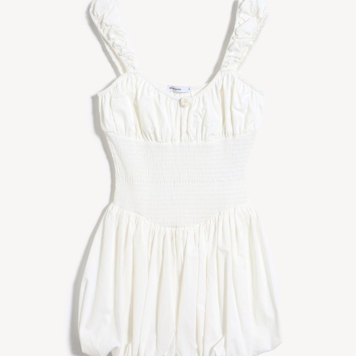 SEVEN SEVEN - Vestido Corto Con Cintura Resortada  Para Mujer Crudo Seven Seven
