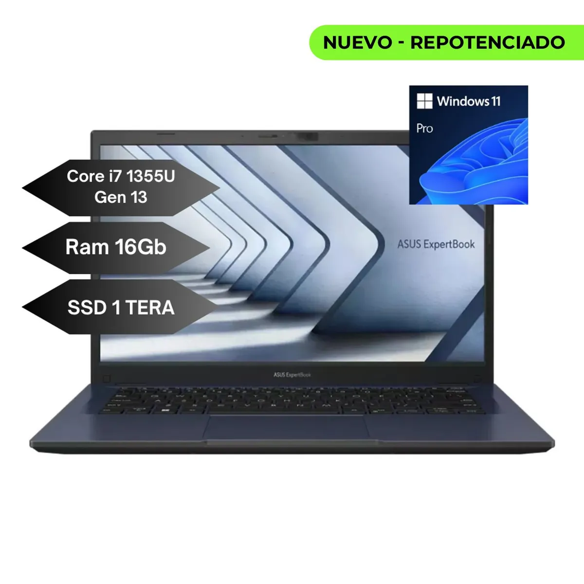 ASUS - ASUS Expertbook - Procesador Intel Core i7 1355U - SSD 1Tera - Pantalla 14- Full Hd - Win 11 Pro