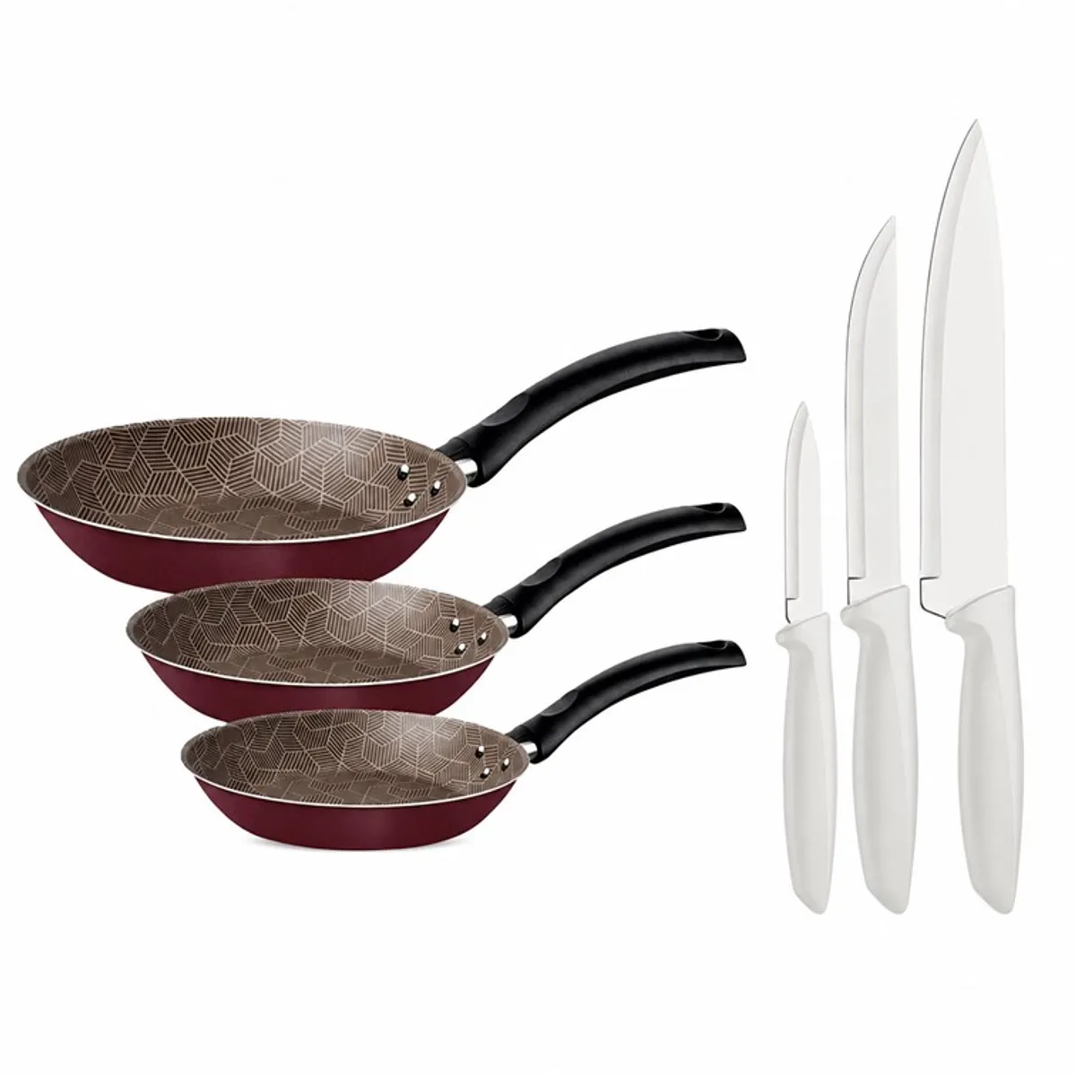 TRAMONTINA - Combo de Cocina Tramontina - Sartenes X3 Und Turim + Cuchillos X3 Und Condor