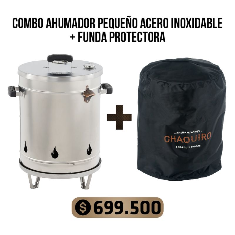 AHUMADORES CHAQUIRO - Barril ahumador chaquiro para 20 personas acero inoxidable + funda