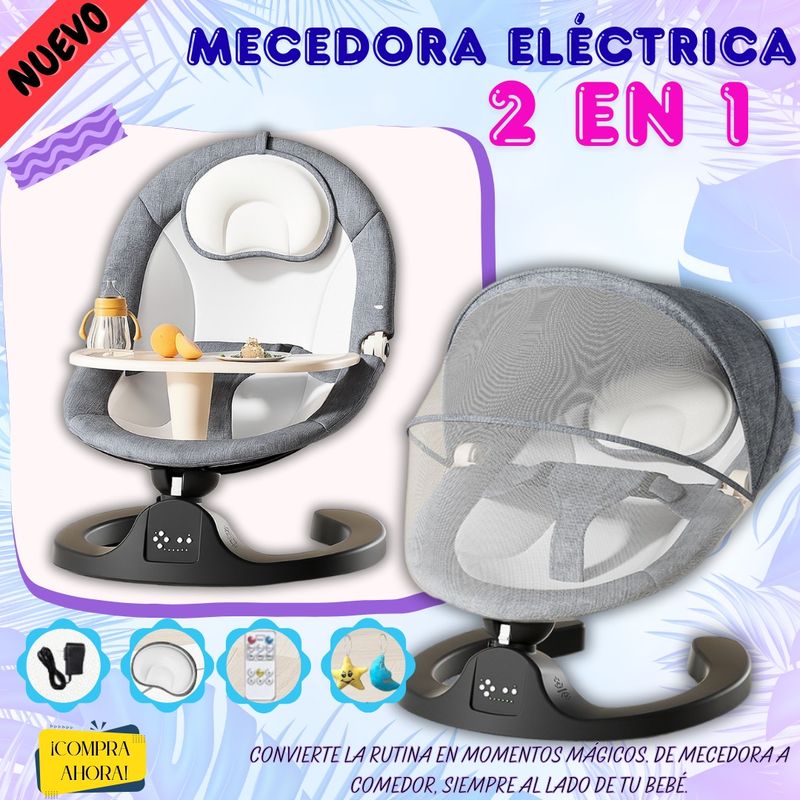 MUNDO BEBE - SILLA MECEDORA RECLINABLE COMEDERO Y MOSQUITERO  PARA BEBES