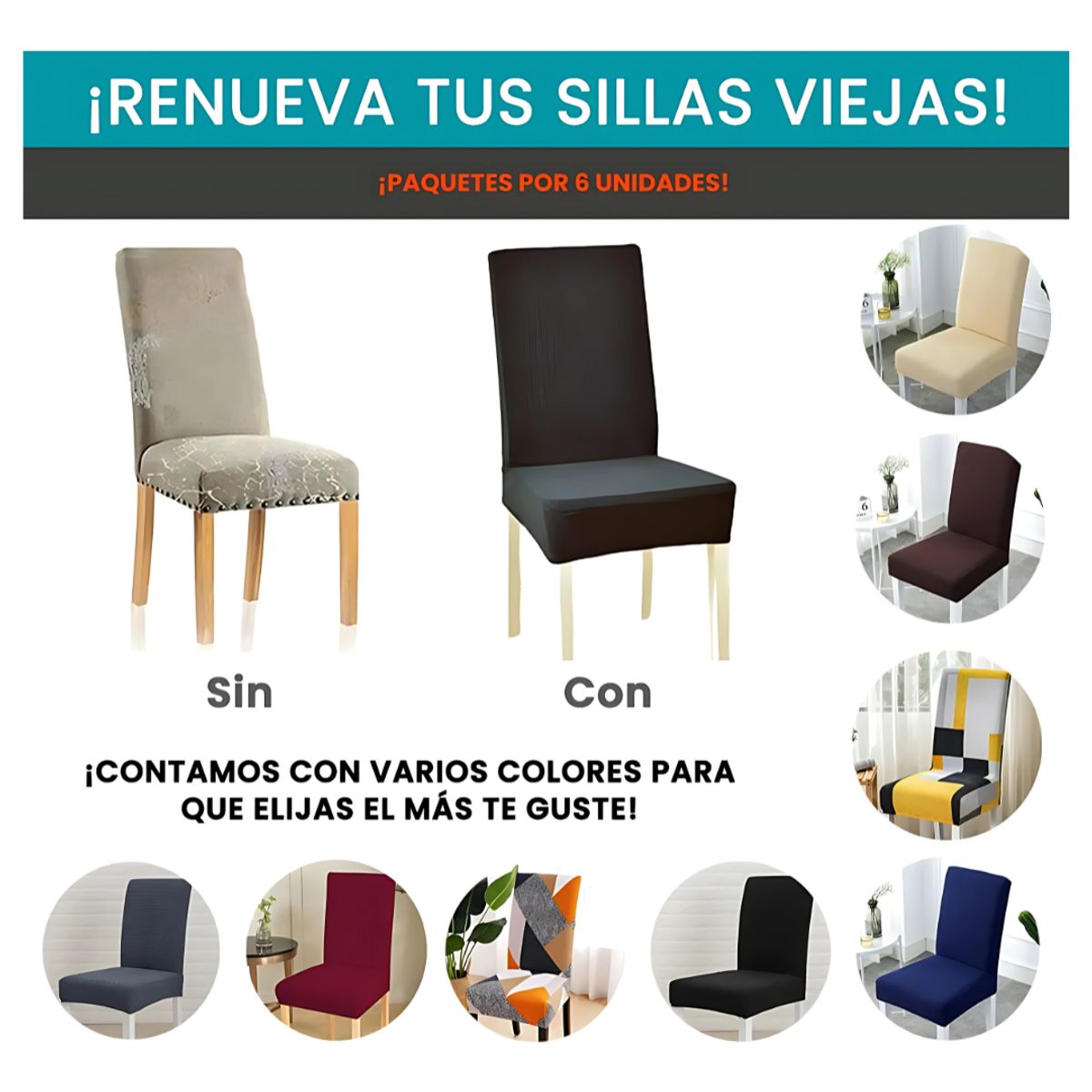 GENERICO - Fundas Para Silla 4 Piezas Comedor Impermeable Elástica