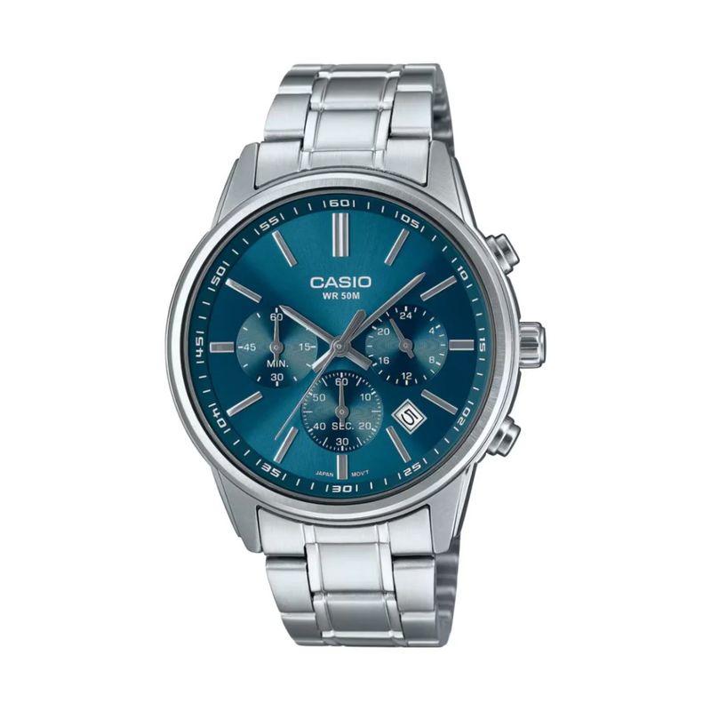 CASIO - Reloj Casio MTP-E515D-2A1 Plateado- Azul Para Caballero