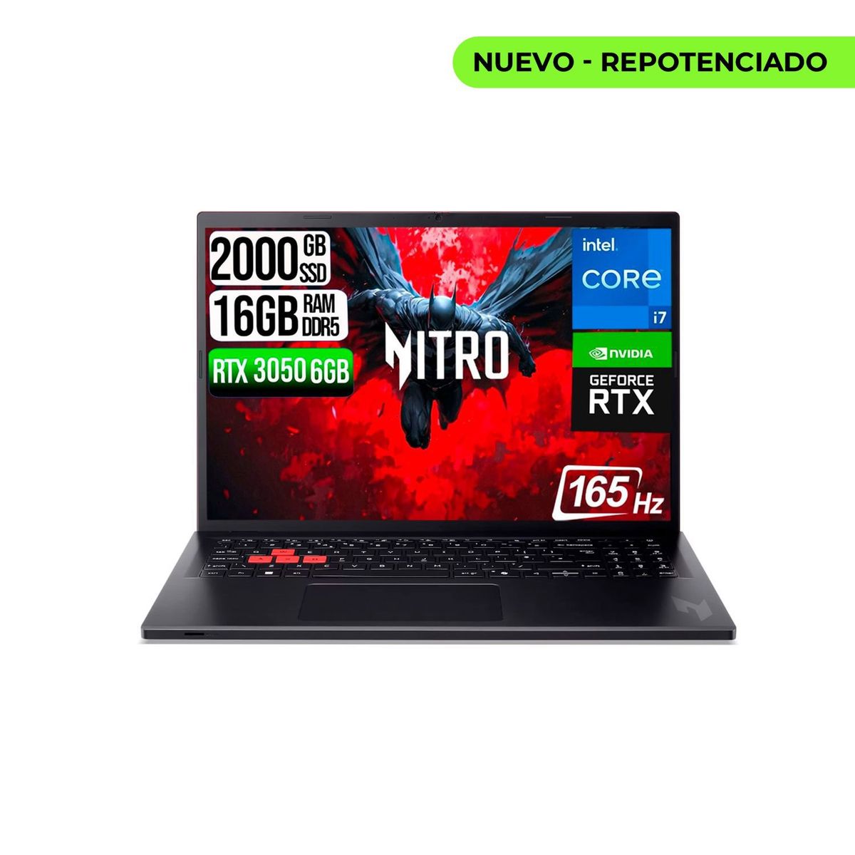ACER - PORTATIL ACER NITRO LITE  INTEL I7-13620H RTX 3050 6GB SSD 2TB RAM 16GB 16" FHD 165Hz