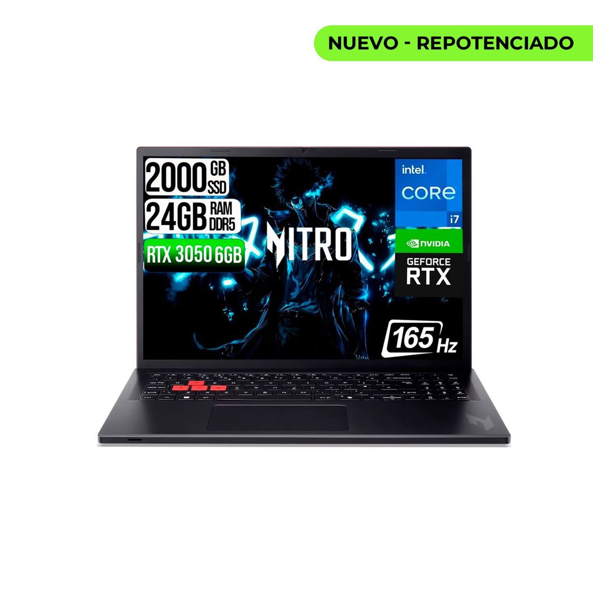 ACER - PORTATIL ACER NITRO LITE  INTEL I7-13620H RTX 3050 6GB SSD 2TB RAM 24GB 16" FHD 165Hz