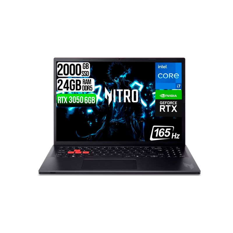 ACER - PORTATIL ACER NITRO LITE  INTEL I7-13620H RTX 3050 6GB SSD 2TB RAM 24GB 16" FHD 165Hz