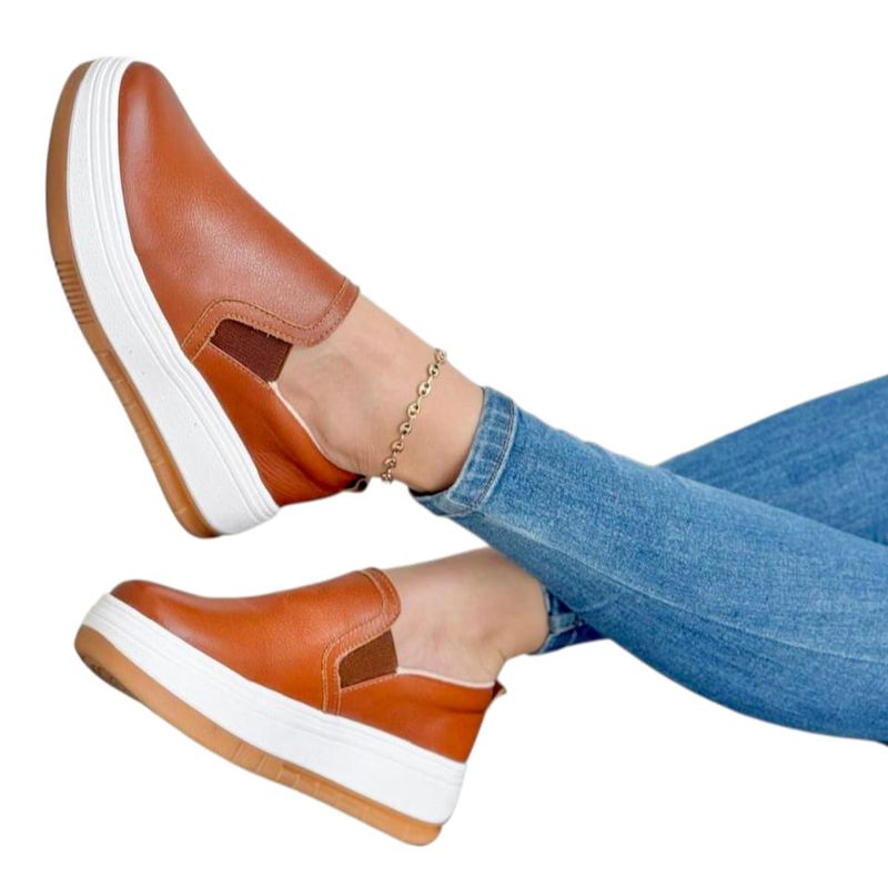 EVEGONZ - Mocasín Café en Cuero Para Mujer Zapato Casual