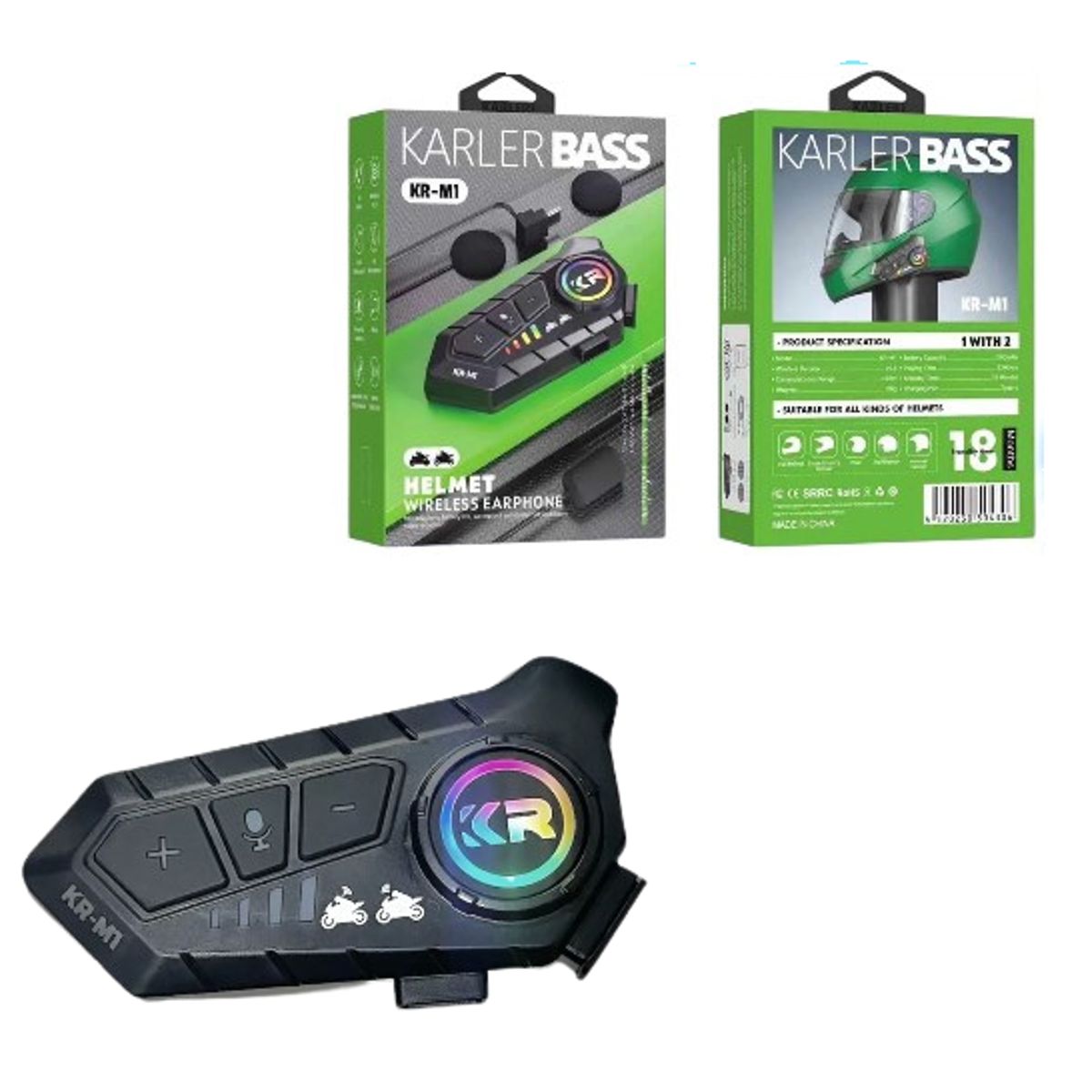 SHUNGA - Intercomunicador KR-M1 Helmet Wireless Earphone Sistema Bluetooth