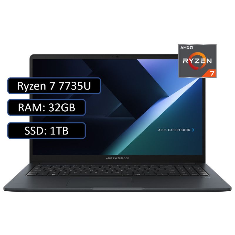 ASUS - PORTATIL ASUS EXPERTBOOK AMD RYZEN 7 7735U RAM 32GB DDR5/ SSD 1TB/ WIN11 PRO/ 14"