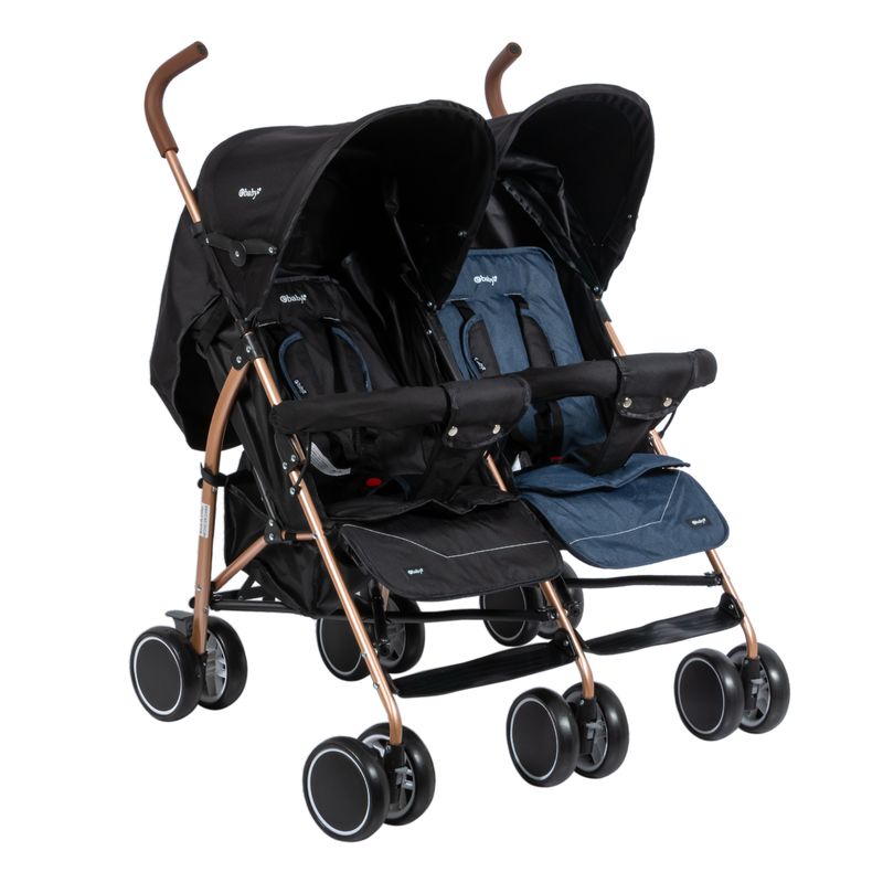 EBABY - Coche paseador gemelar TWINEASE  EB1270 Azul