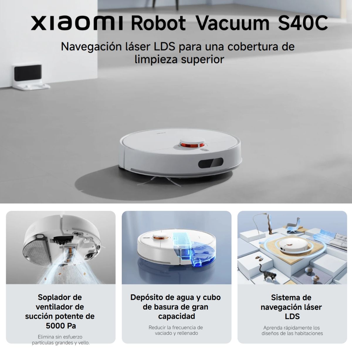 XIAOMI - Xiaomi Robot Vacuum S40C Aspiradora Y Trapeadora con 5000Pa