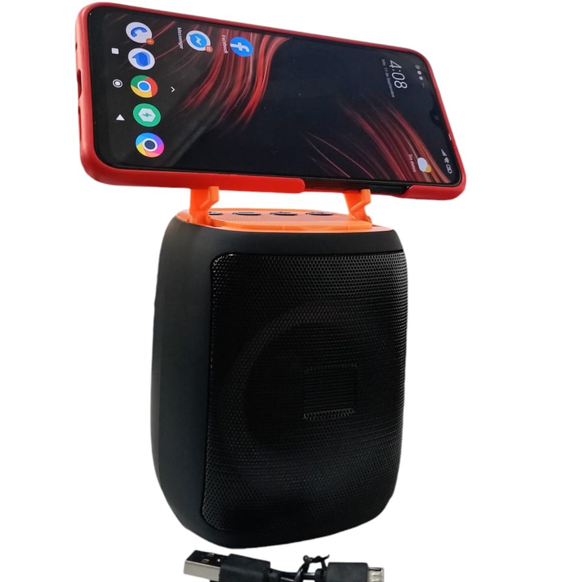 GENERICO - Parlante Bluetooth Con Soporte para Celular X-912 NegroNaranja