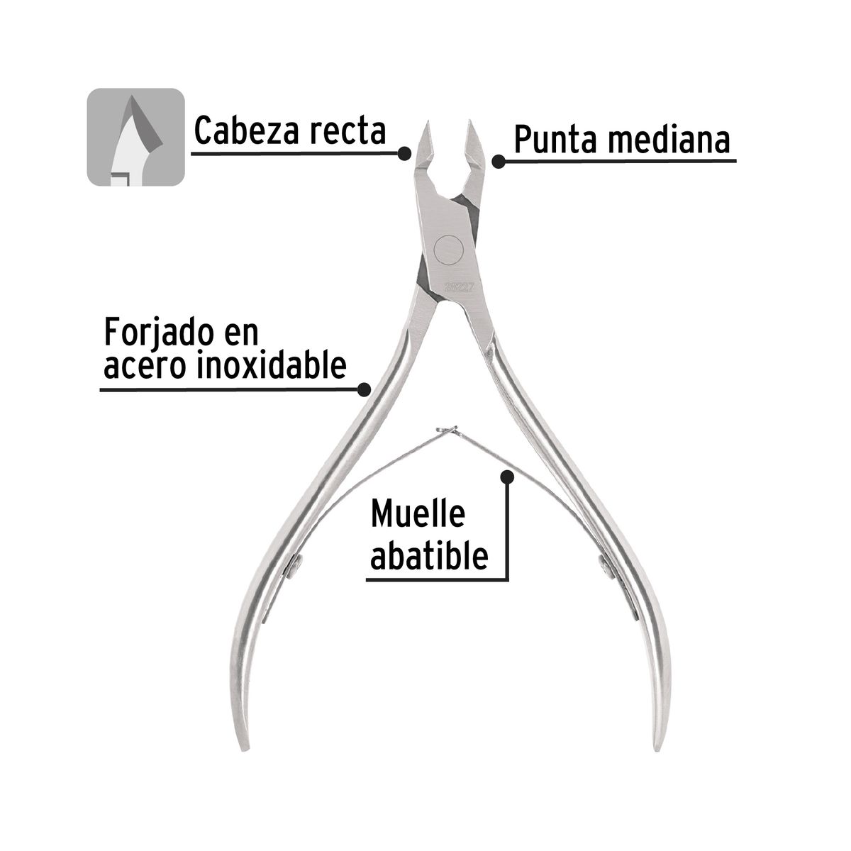 PRETUL - Pinza Corta Cutícula Padrastros Punta Mediana Recta Pretul