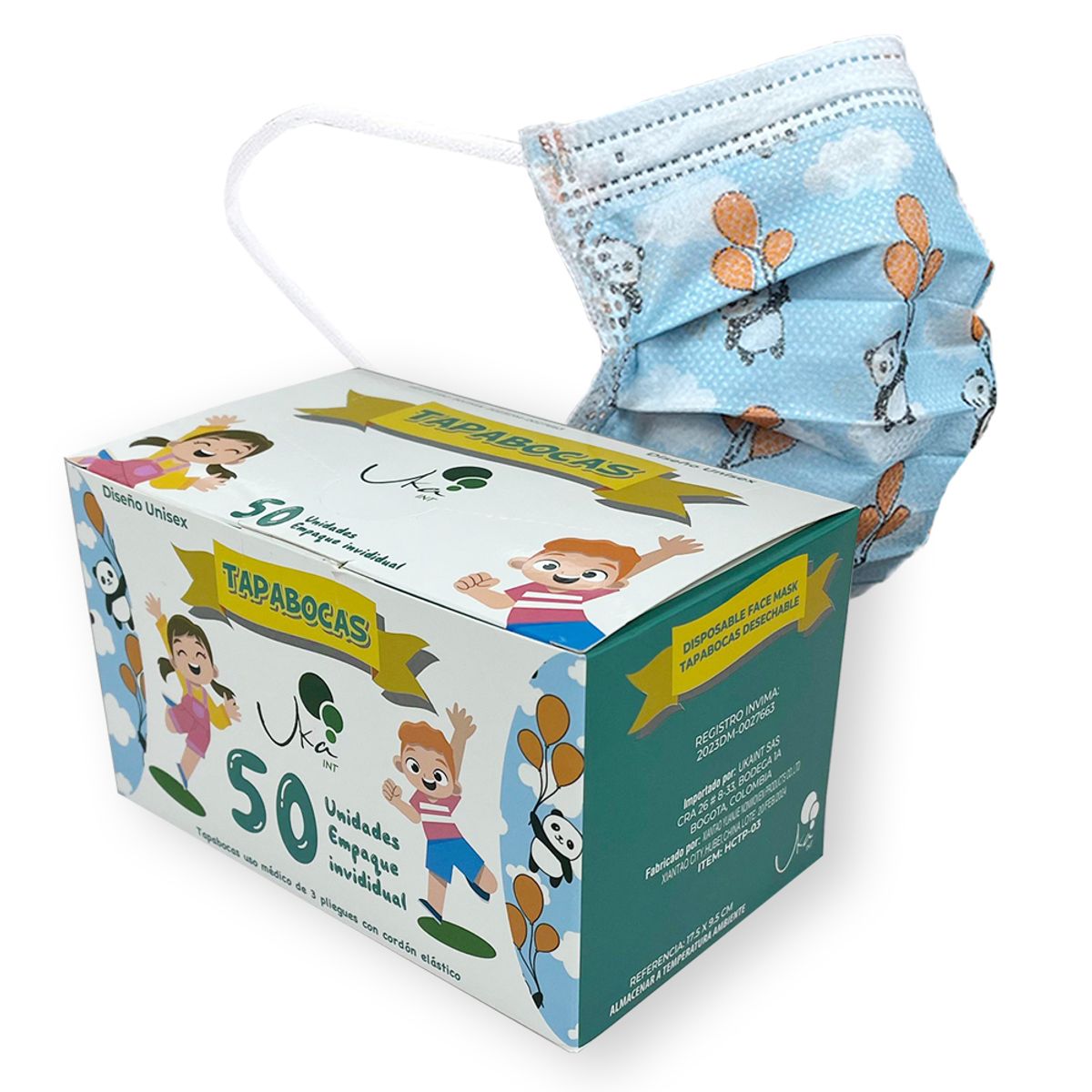 UKAINT - Tapabocas Infantil 50 Invima 3 Capas niño