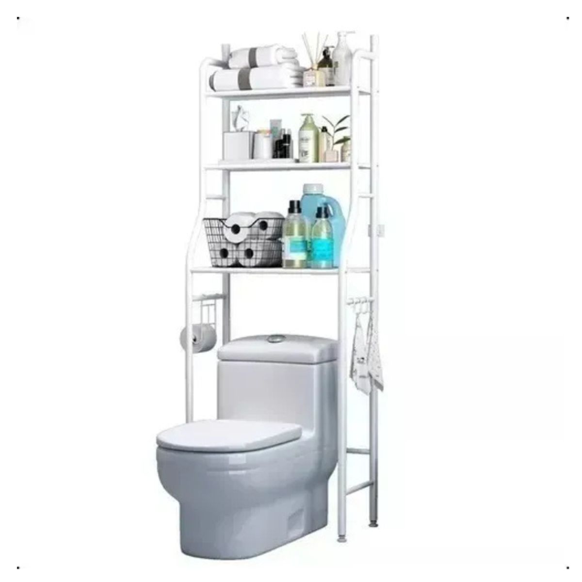 GENERICO - Organizador De Baño Toilet Rack 3 Estantes Metal Blanco 47x160x25 Cm