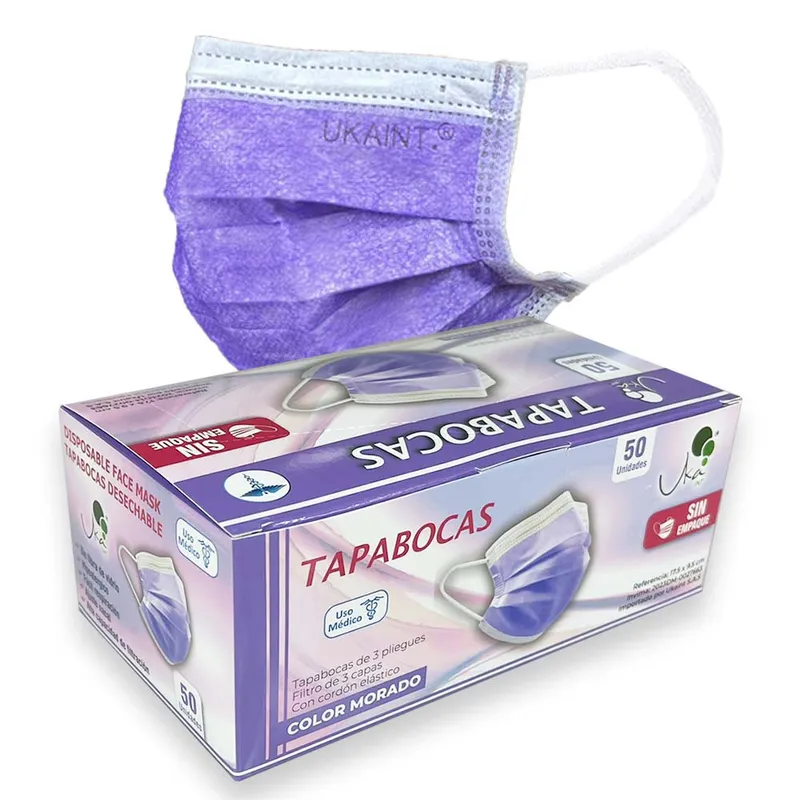 UKAINT - Tapabocas x50 Und sin empaque Invima 3 Capas Morado