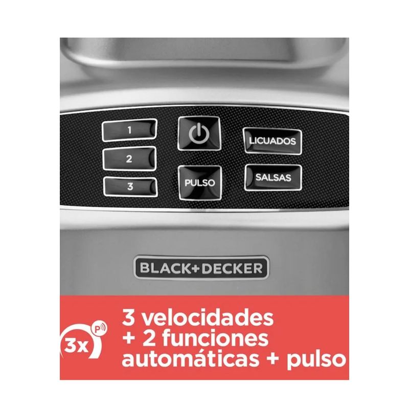 BLACK+DECKER - Licuadora Black+Decker 700 watts Digital 6 cuchillas poderosas