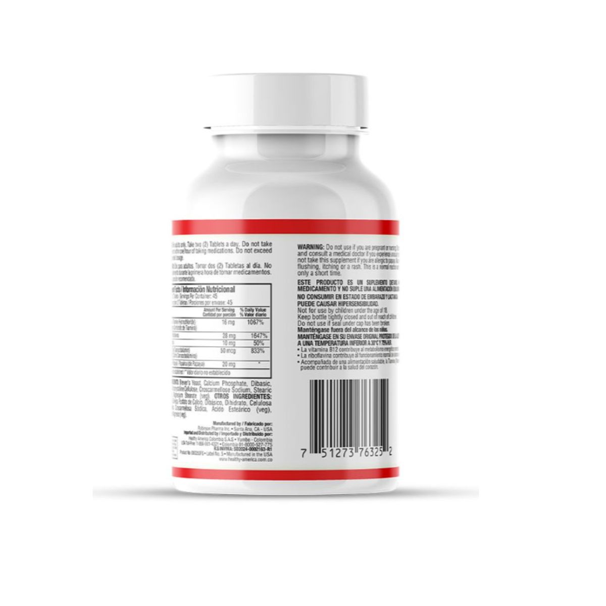 HEALTHY AMERICA - SUPLEMENTO B-COMPLEX  WITH B-12 X 90 TABLETAS