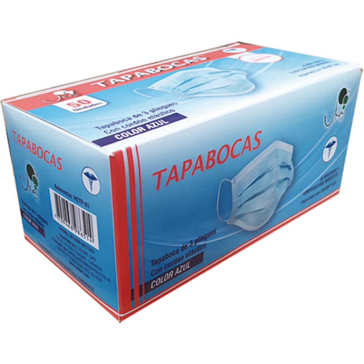 UKAINT - Tapabocas azul con empaque individual x 50 und